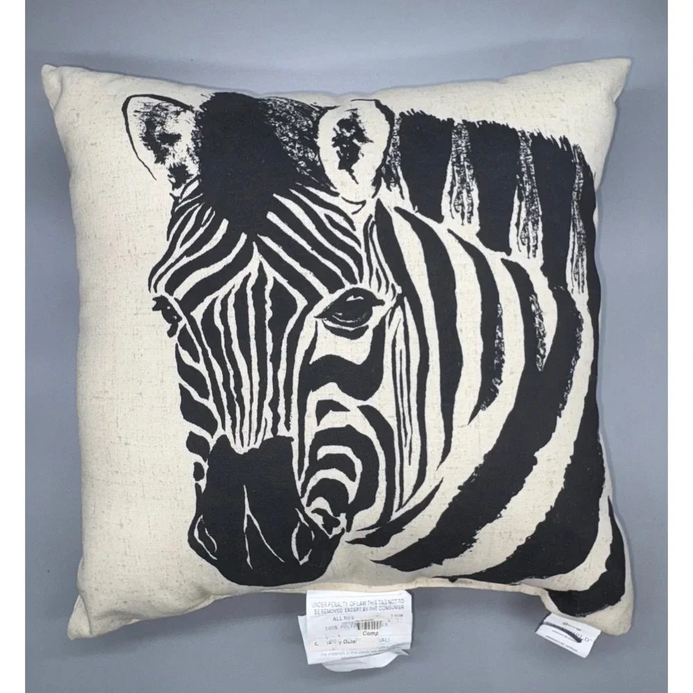 Threshold Zebra Print Throw Pillow Square Decorative Accent Black White